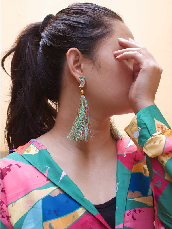 Multicolor Tassel Stud Earring