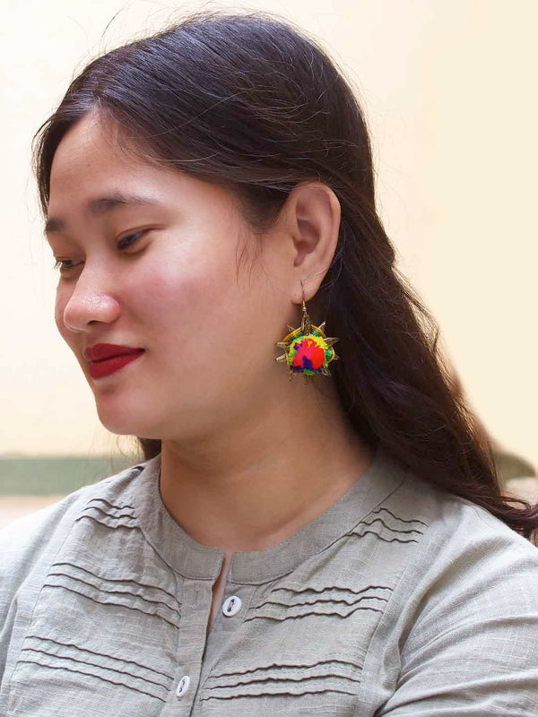 Multicolor Pom Pom Earring