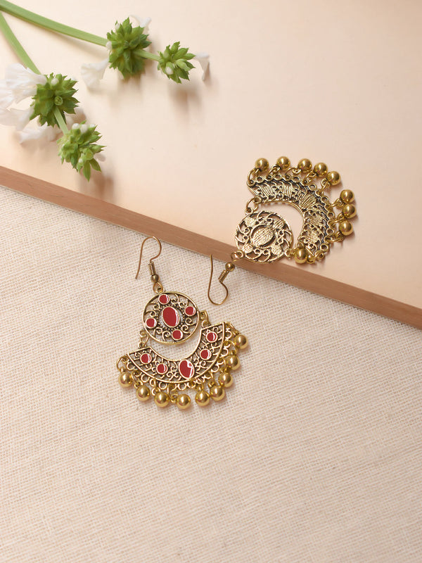 Oval Design Enamel Paint Finish Brass Earring