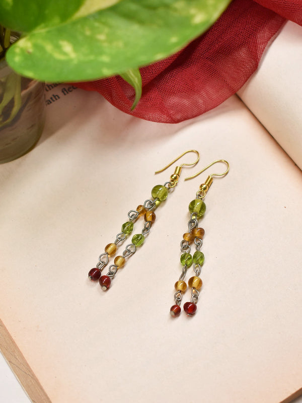 Dual Toned Two Layered Multicolor Beads Drop Earring