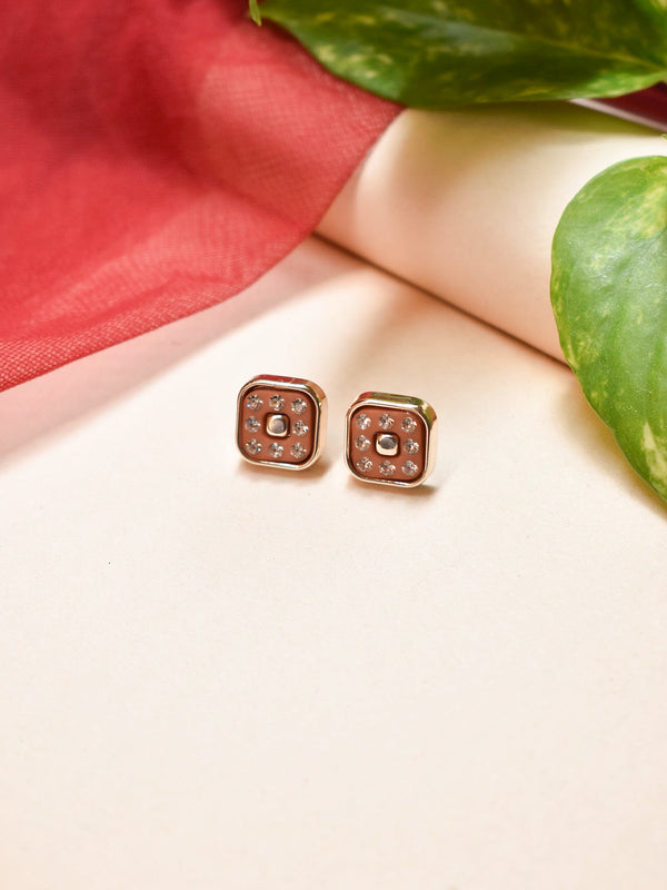 Rose Gold Plated Square Shape Stud Earring