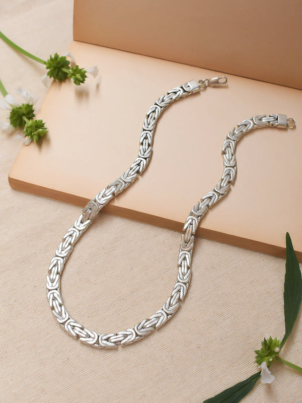 Silver Plated Curb Design Necklace For Men And Women