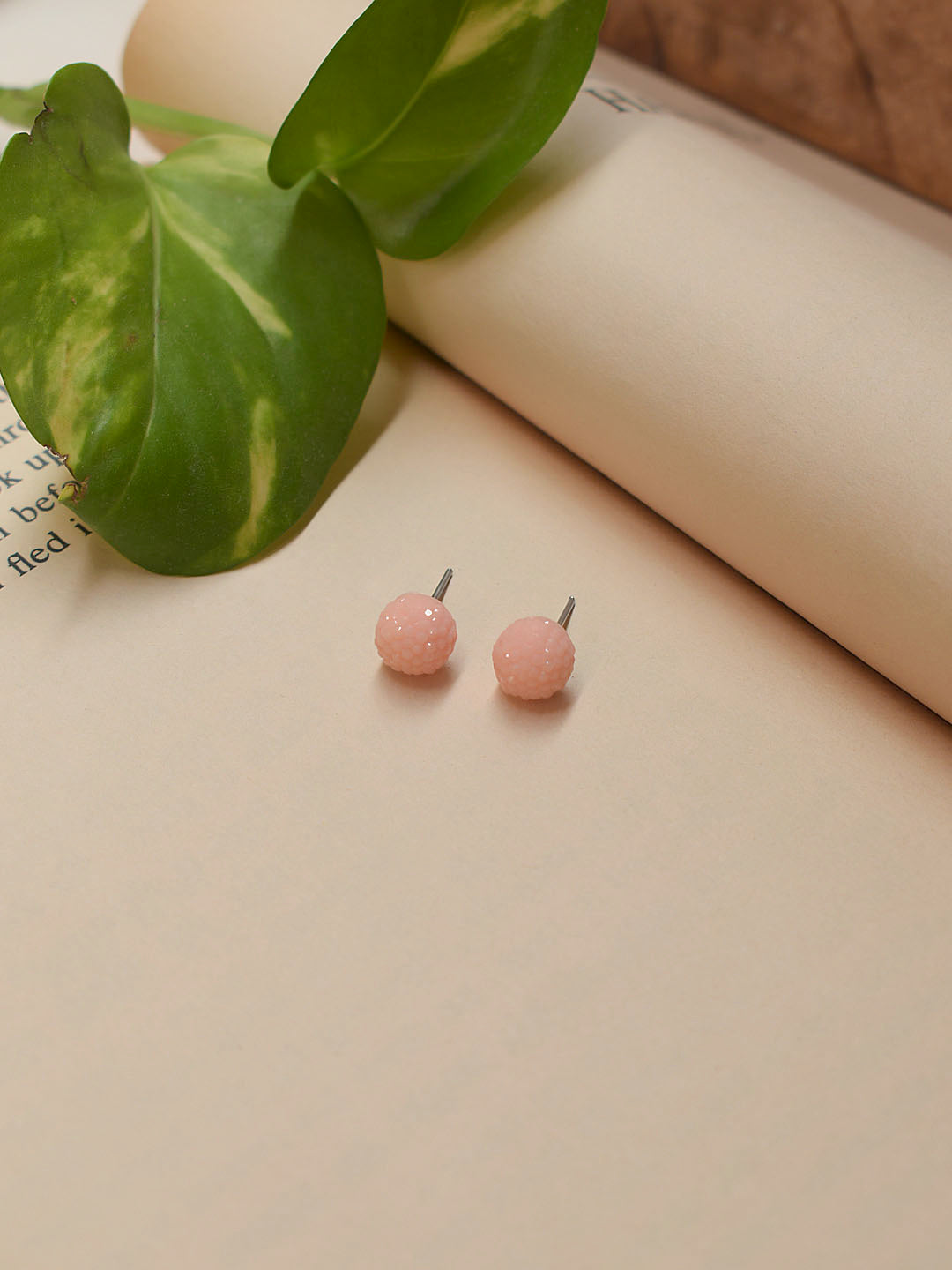 Pink Color Crystal Stone Stud Earring