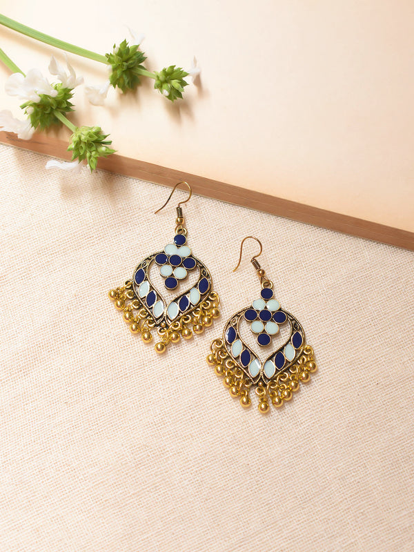 Flower Design Enamel Paint Finish Alloy Earring