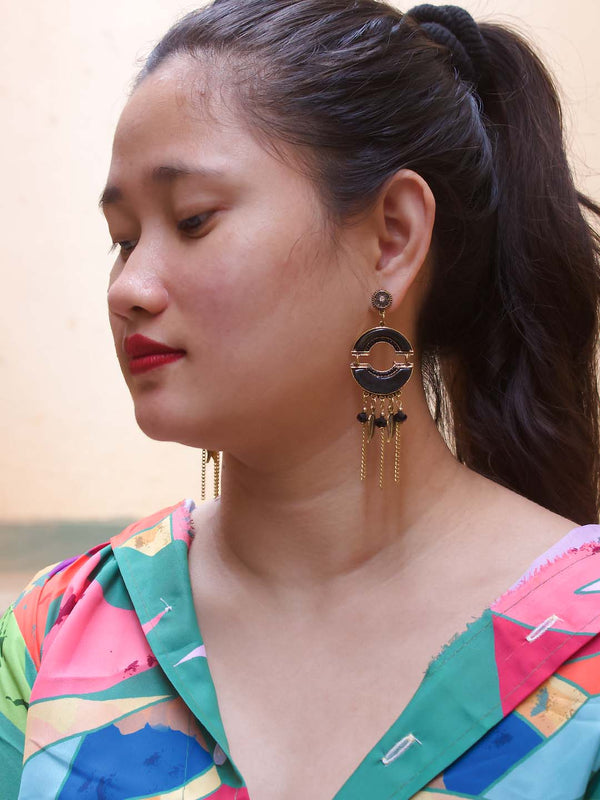 Black Geometric Design Earring