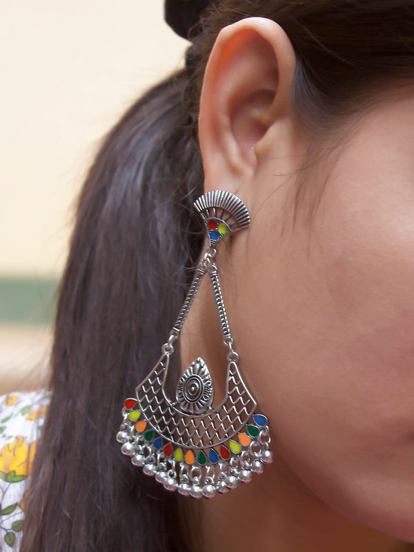 Multicolor Geometric Design Dangler Earring