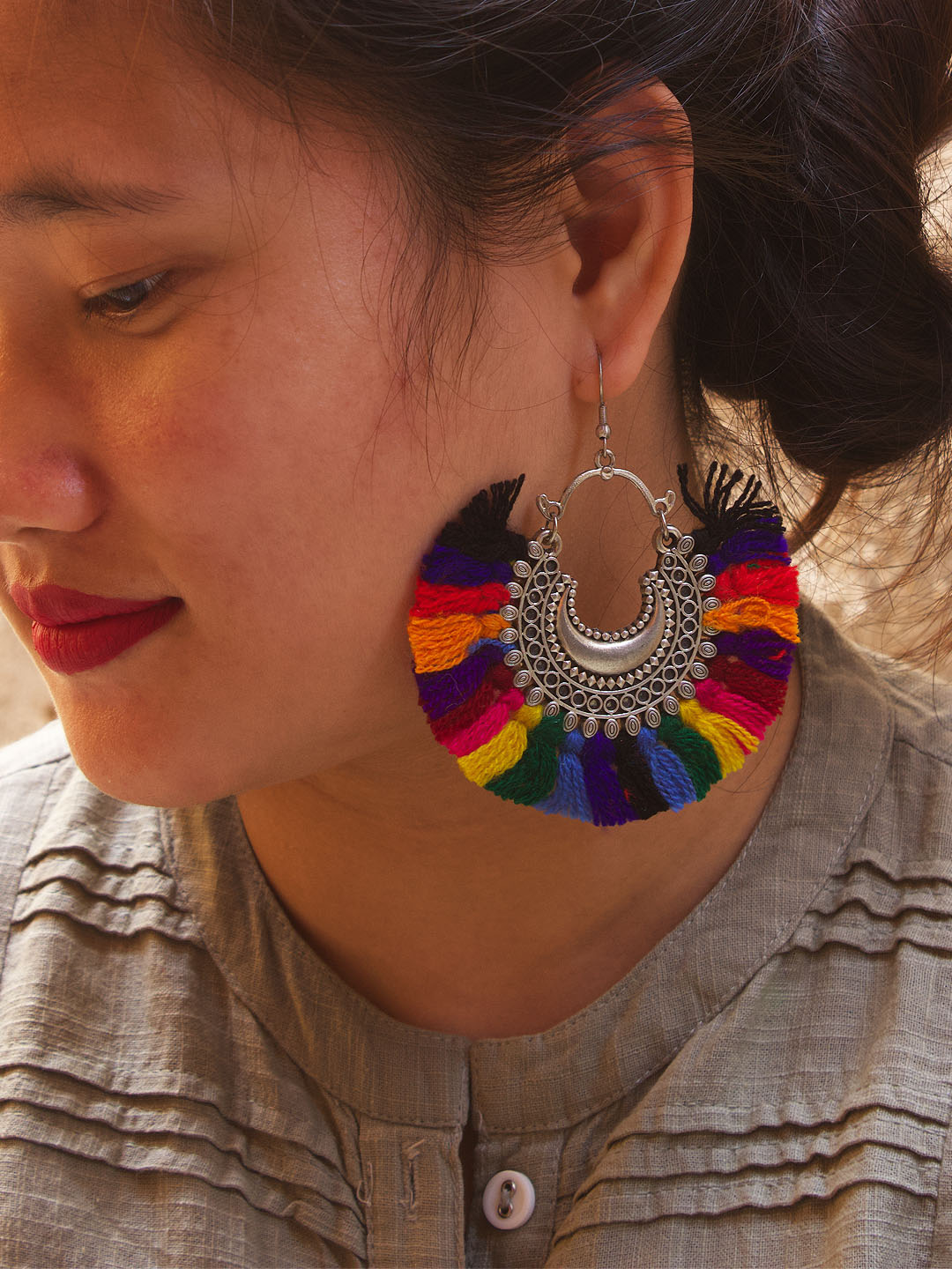 Floral Design Multicolor Drop Earring