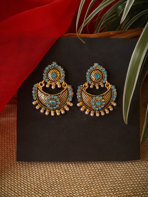 Avismaya Gold Tone Ramleela Design Dangler Earring