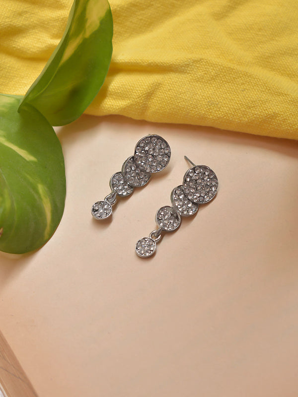 Silver Plated Three Layered Circular Shape Drop Earring