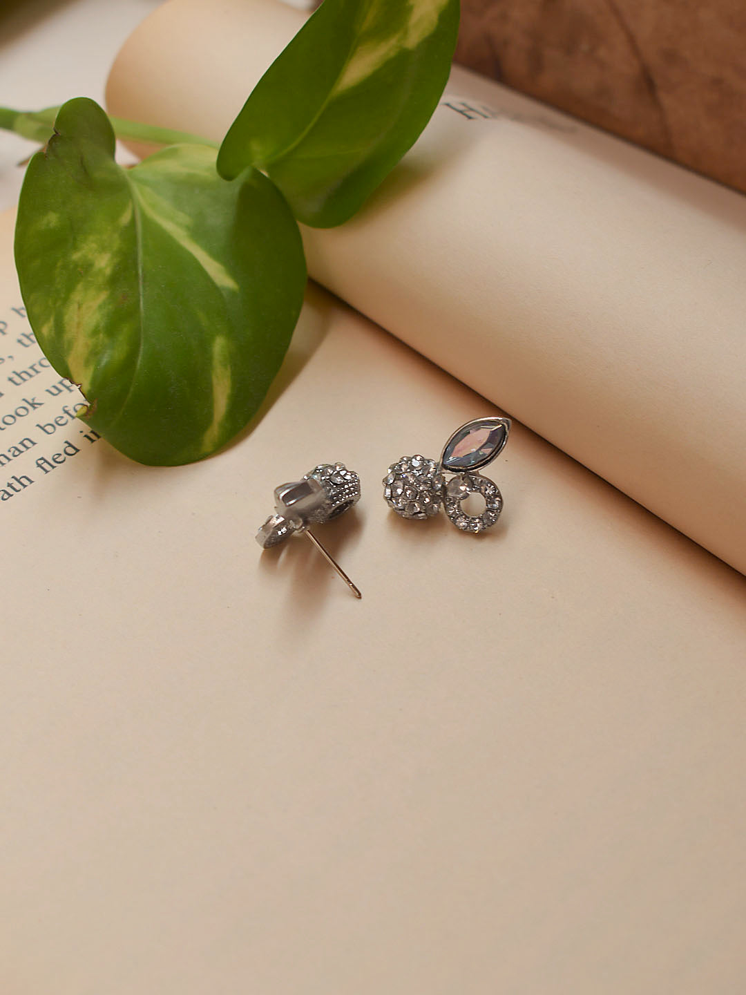 Silver Plated Circular Design Multicolor Stone Stud Earring