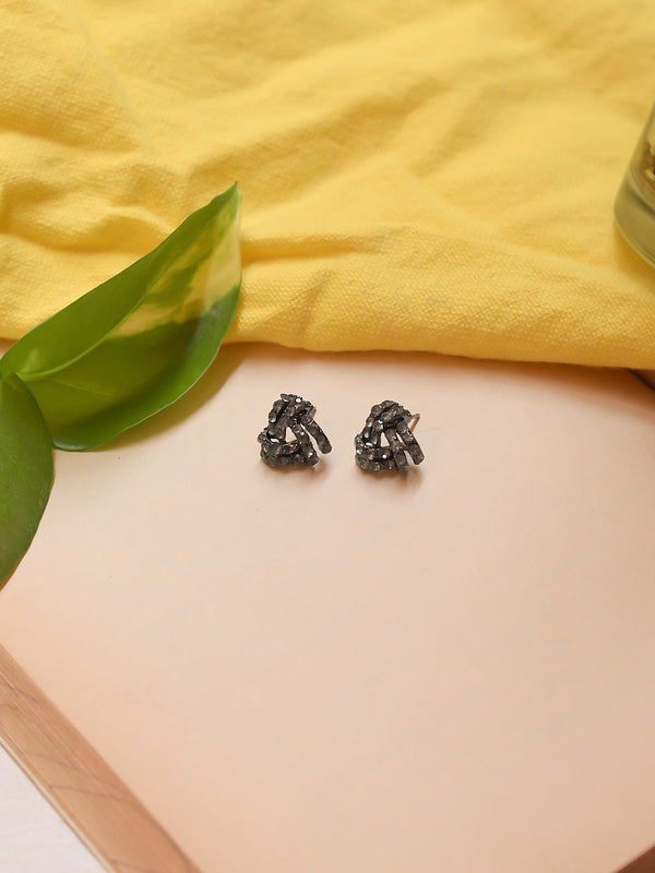 Silver Plated Designer Crystal Stones Stud Earring