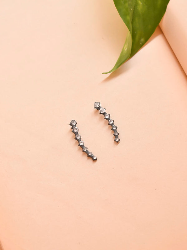 Silver Plated Geometric Design Stud Ear Cuff