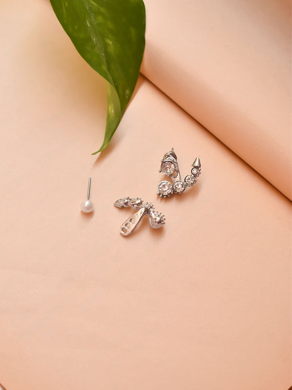 Silver Plated Geometric Design Stud Earring