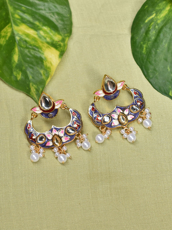 Avismaya Gold Plated Multicolor Floral Design Dangler Earring