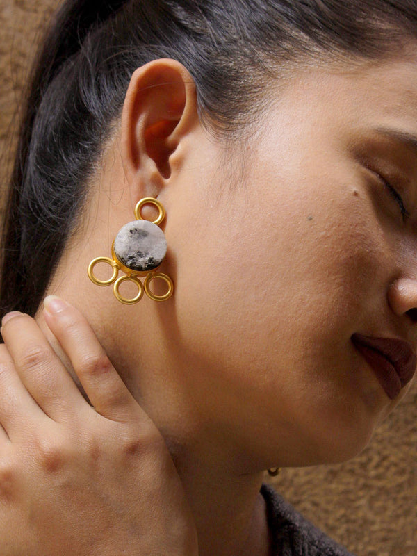 Avismaya Gold Plated Semi-precious Moonstone Designer Earrings