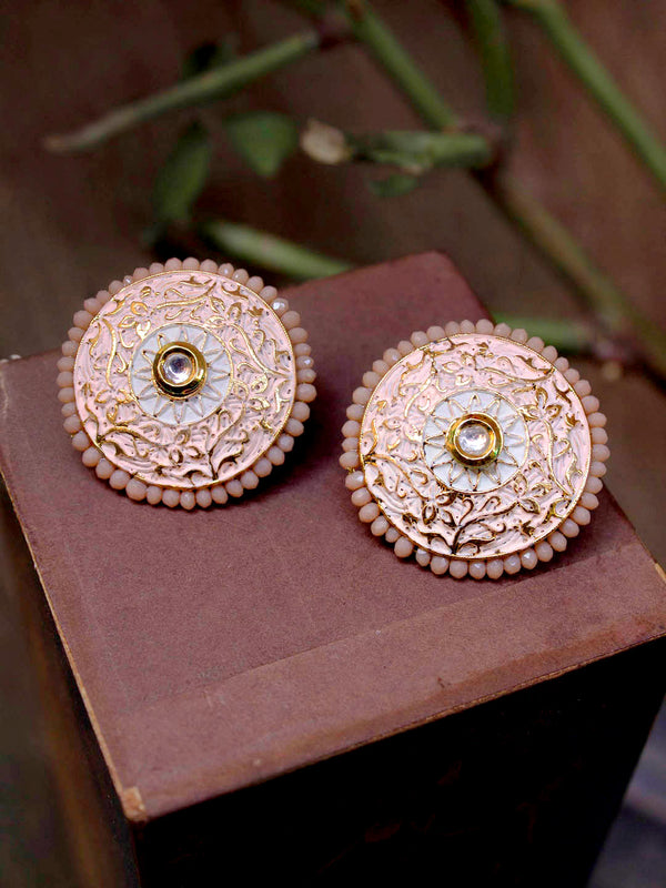 Avismaya Gold Plated Circular Shape Filigree Design Stud Earring