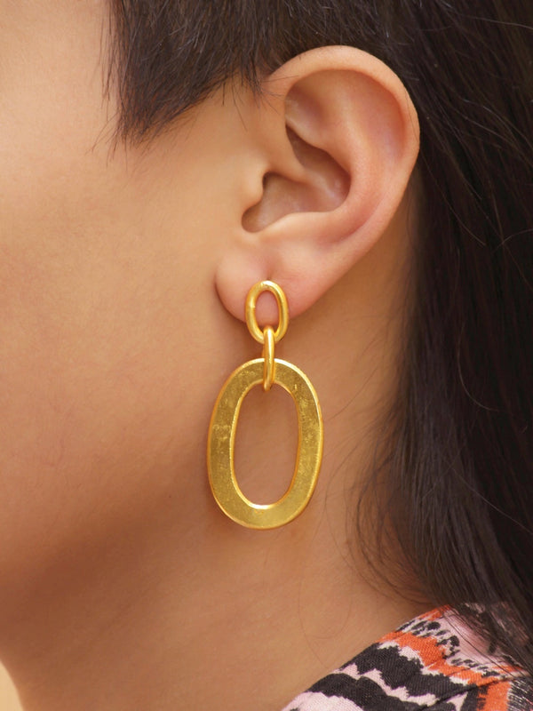 Avismaya Gold Plated Oval Design Dangler Earring