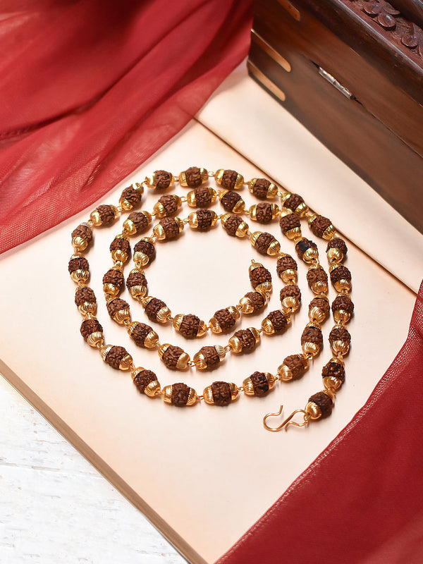 Avismaya Gold Plated Big Rudraksha Beads Design Long Necklace