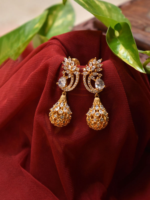 Avismaya Gold Plated Floral Design Drop Earring