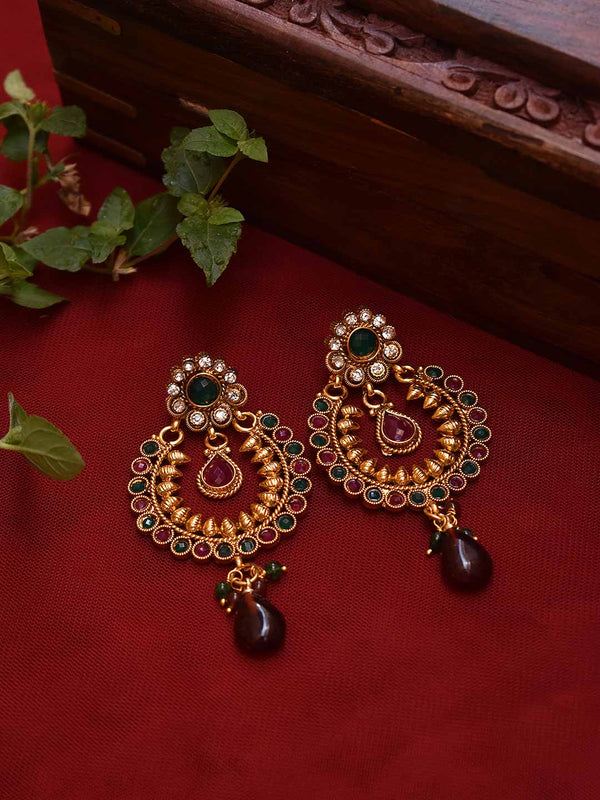 Antique Gold Plated Ram Leela Design Dangler Earring