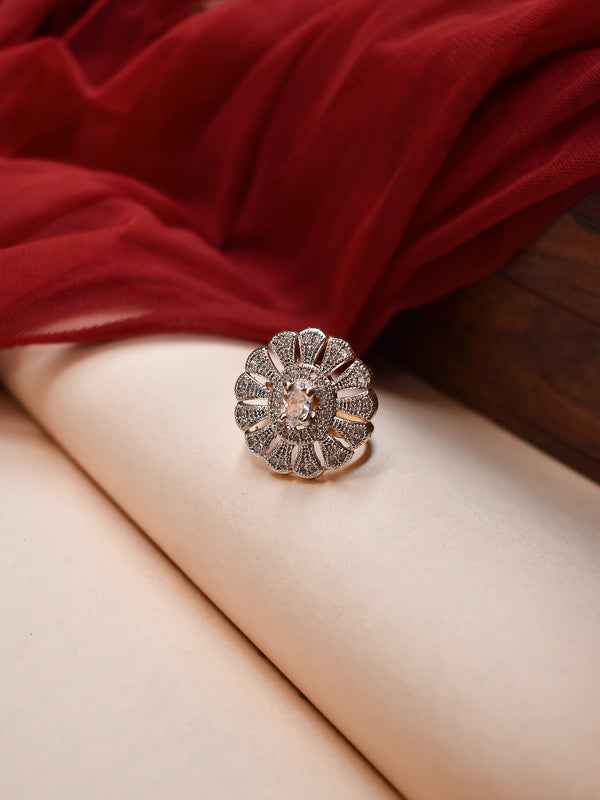 Flower Design Silver Finger Ring