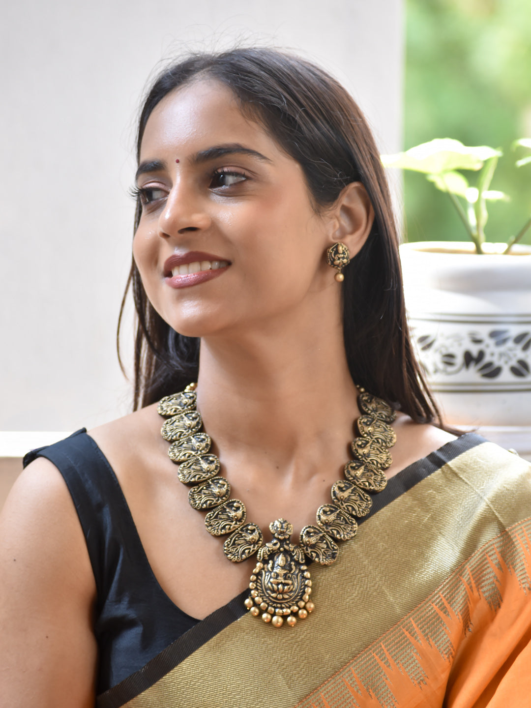 Antique Lakshmi Coin Design Terracotta Necklace Set