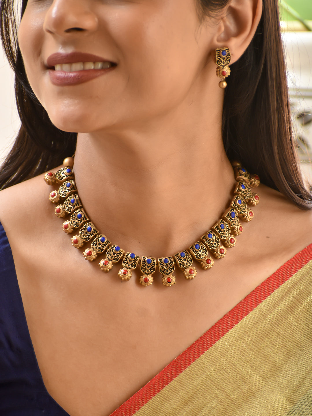 Royal Blue Heritage Handmade Terracotta Choker Set