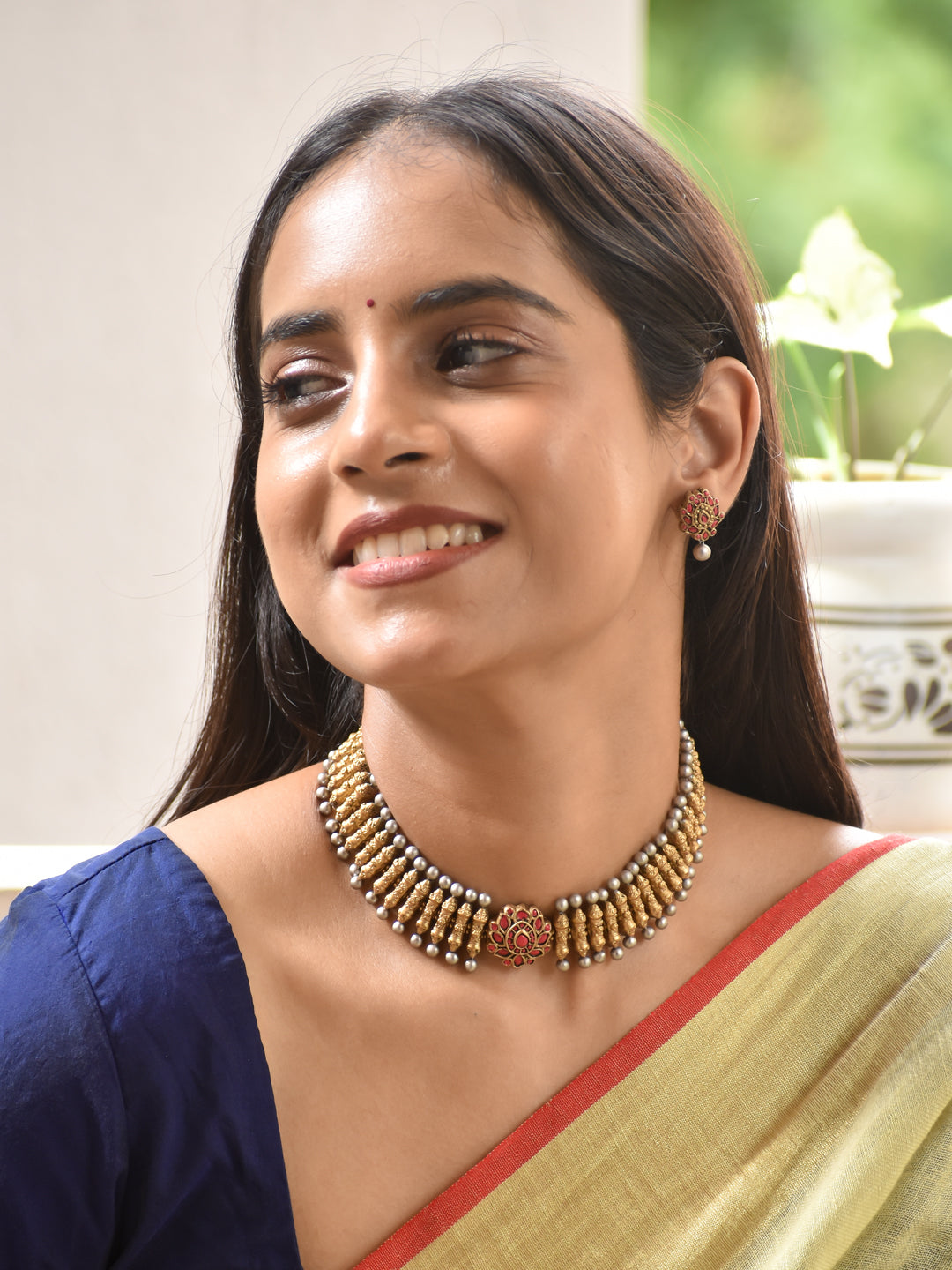 Pearl Fringe Handmade Terracotta Choker Set