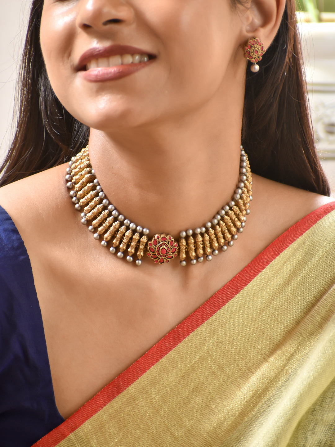 Pearl Fringe Handmade Terracotta Choker Set
