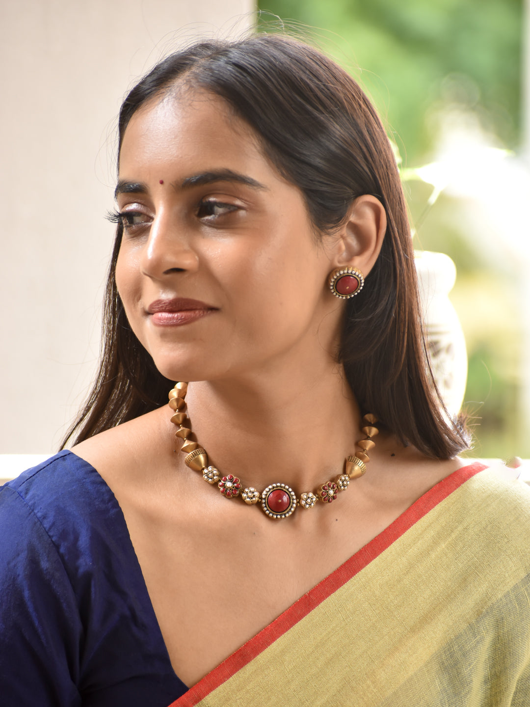 Ruby Pearl Heritage Handmade Terracotta Choker Set