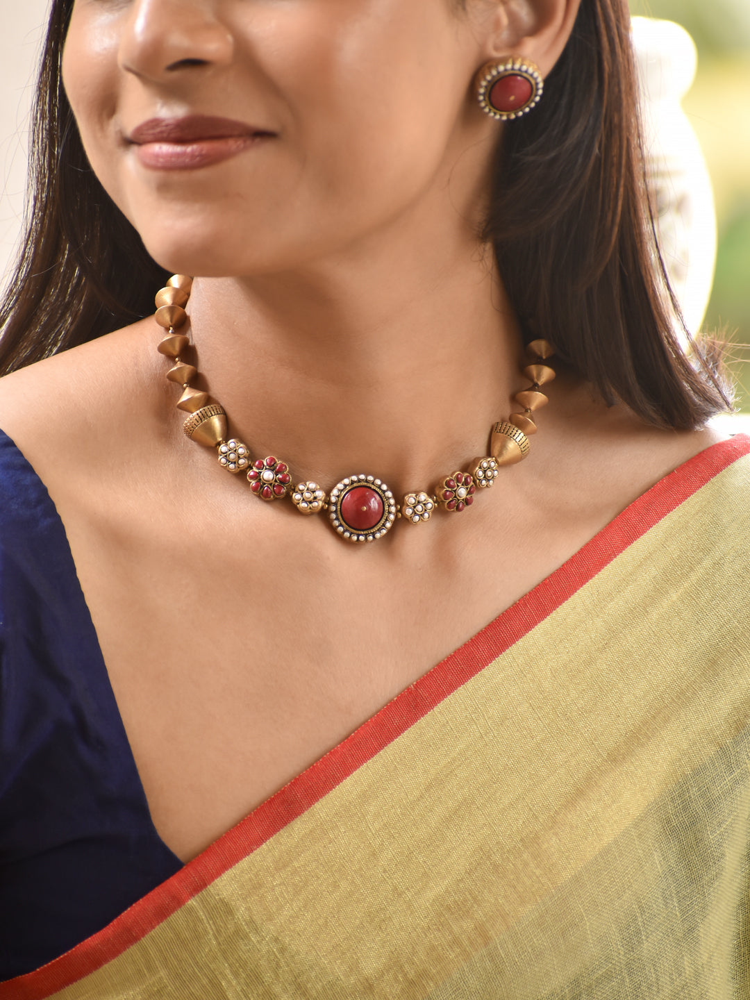 Ruby Pearl Heritage Handmade Terracotta Choker Set