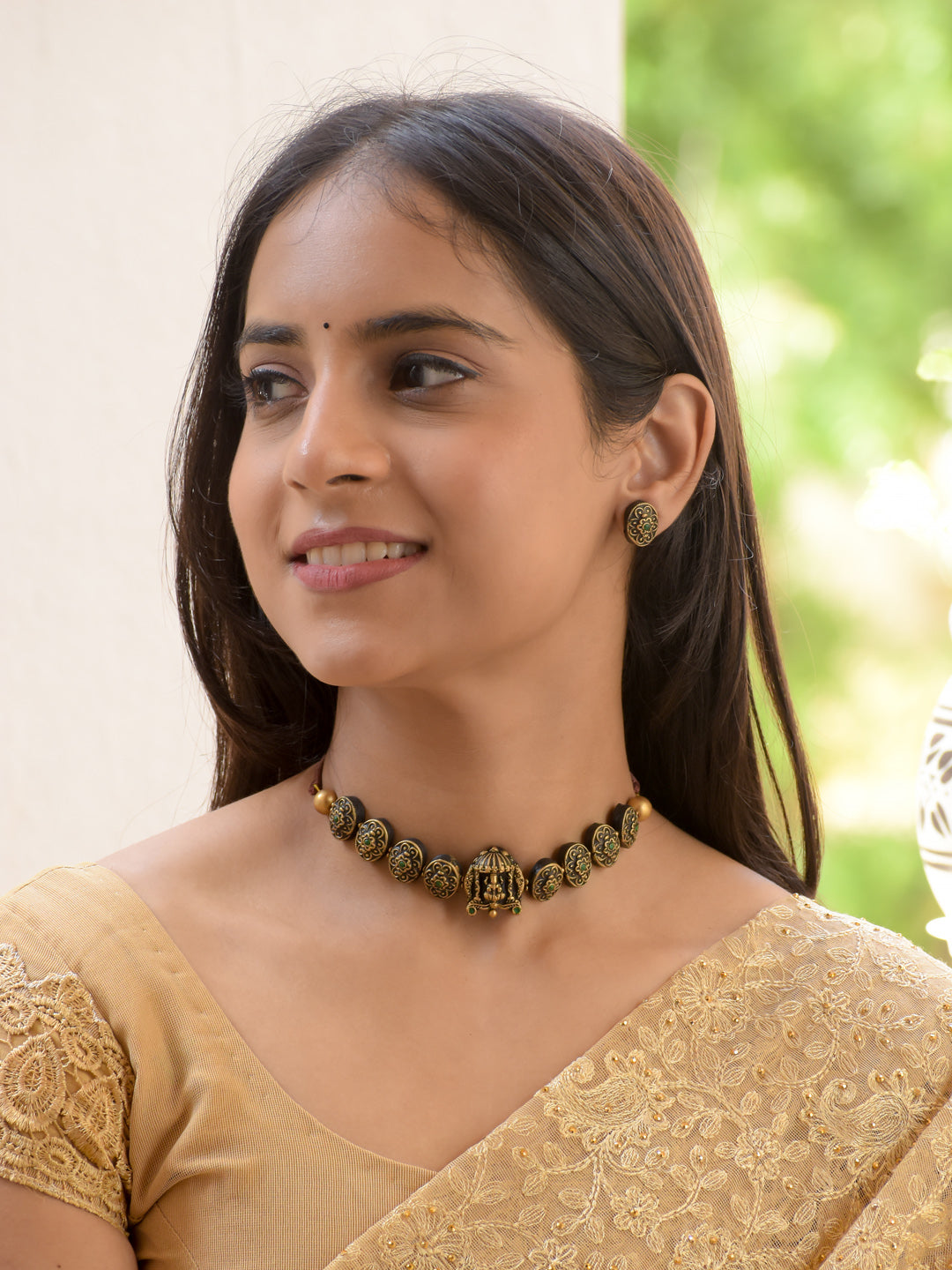 Lakshmi Temple Disc Choker Necklace Set
