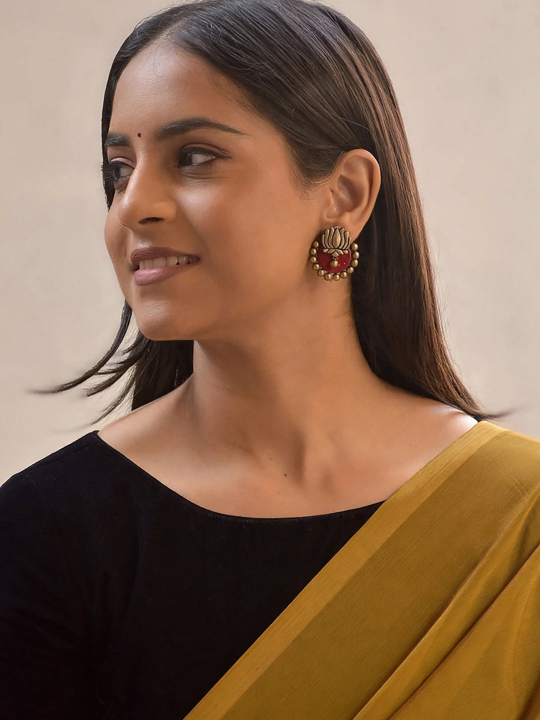 Padmika – Handmade Red Lotus Stud Earrings