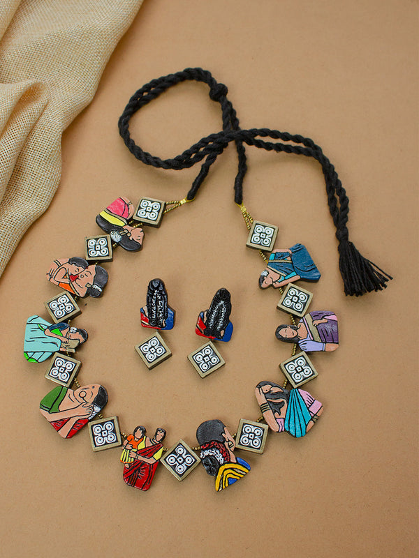 Celebrating Womenhood Multi-Colour Handmade Terracotta Necklace Set