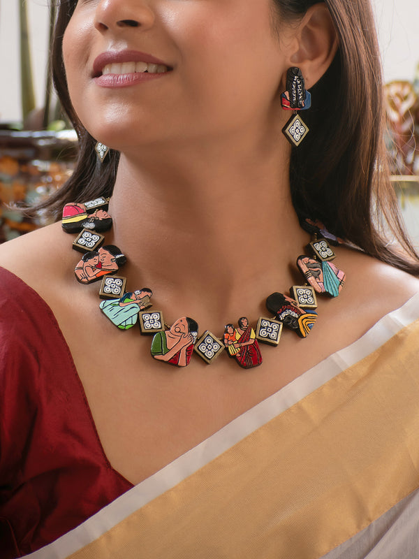 Celebrating Womenhood Multi-Colour Handmade Terracotta Necklace Set