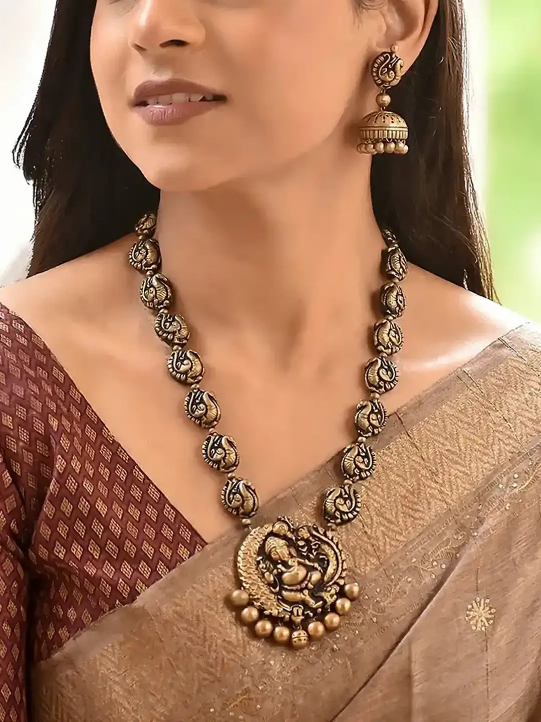 Surasa — Ganesha Design Hand Painted Terracotta Jewelry Set
