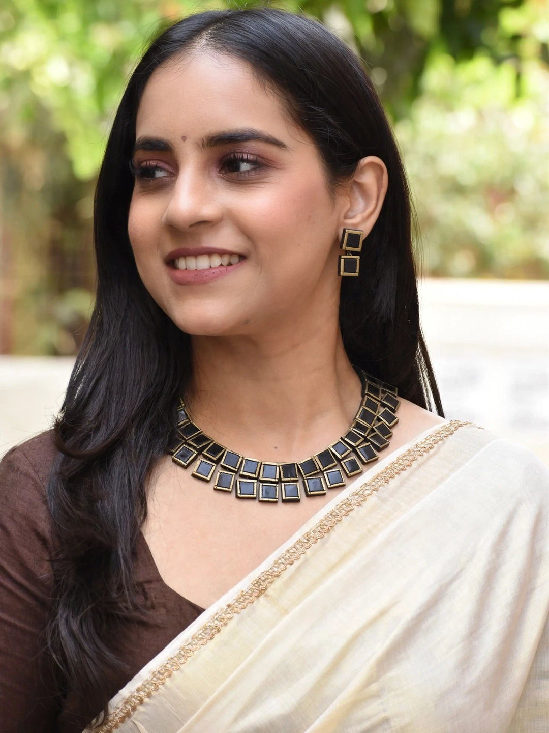 Mridulangi — Rectangular Design Hand Painted Terracotta Jewelry Set