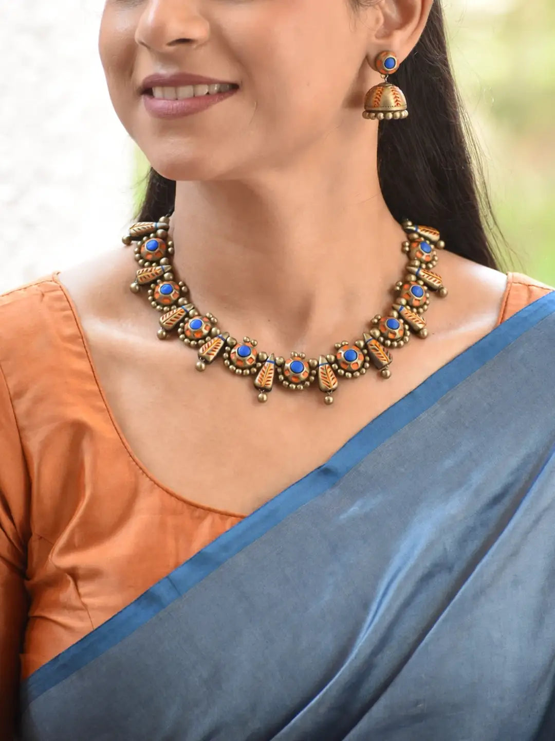 Circular Design Hand Painted Terracotta Jewelry Set