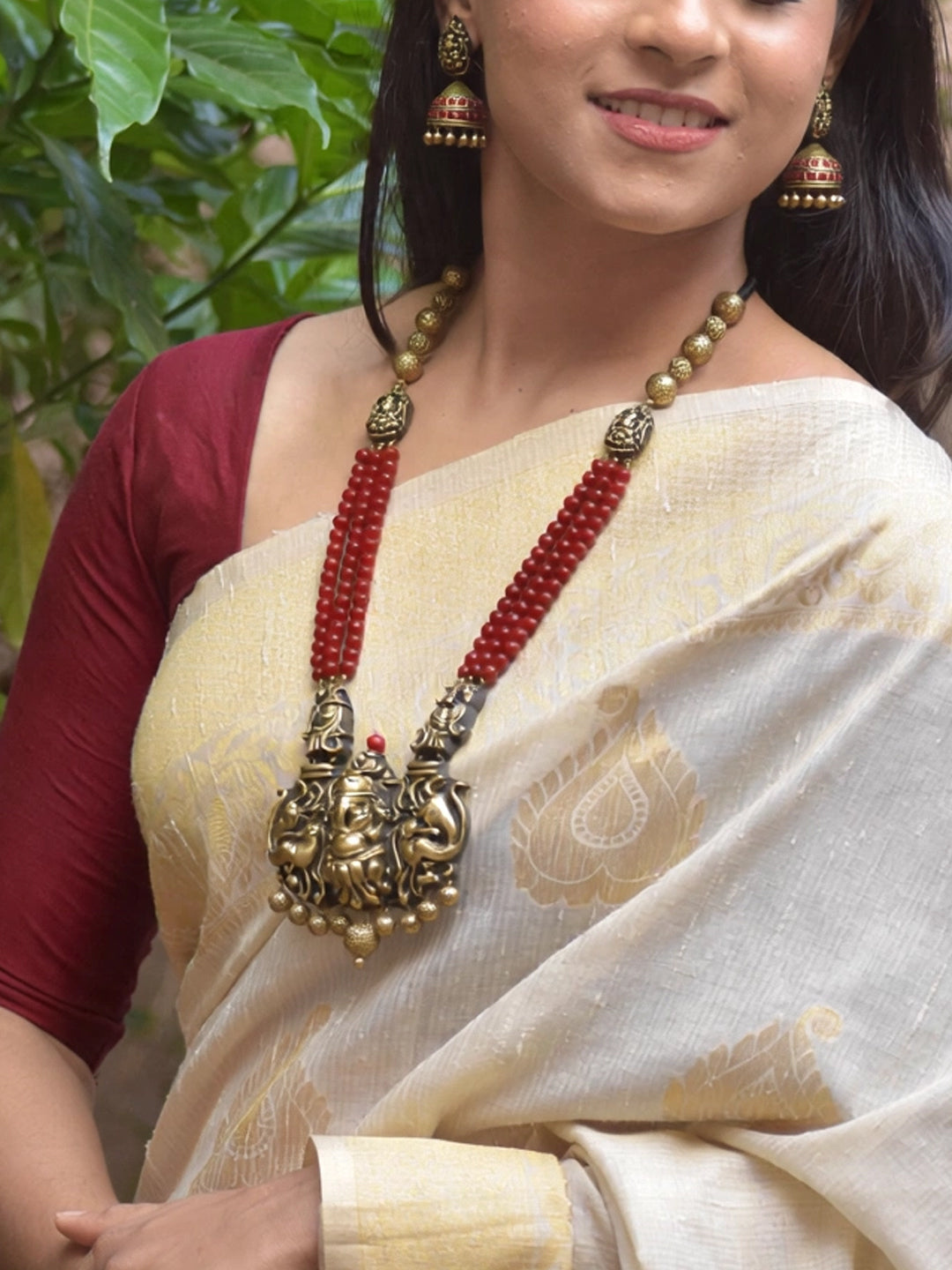 Tarunya — Ganesha Design Hand Painted Terracotta Jewellery Set