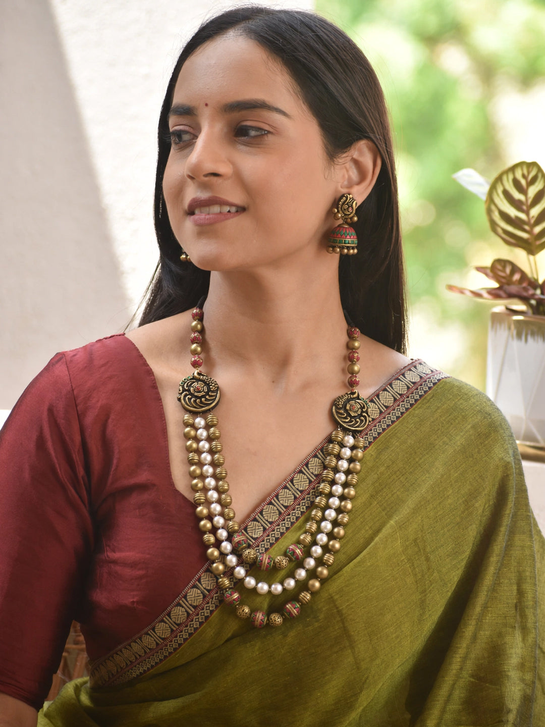 Meghangini — Peacock Design Hand Painted Terracotta Jewellery Set