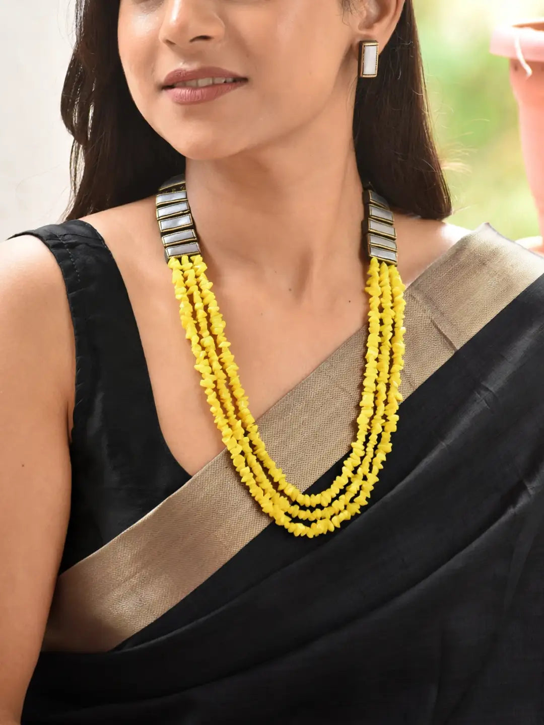 Rectangular Design Hand Painted Terracotta Jewellery Set