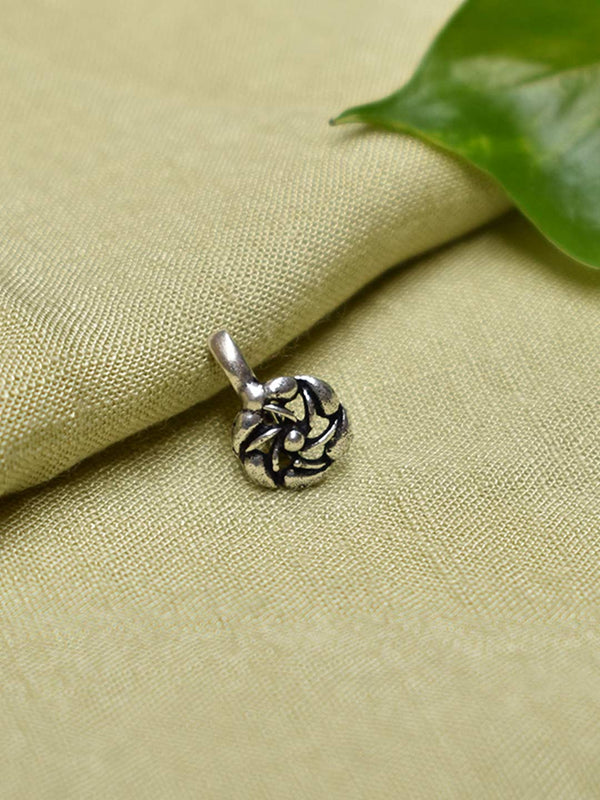 Silver Plated Floral Design Clip On Nose Pin