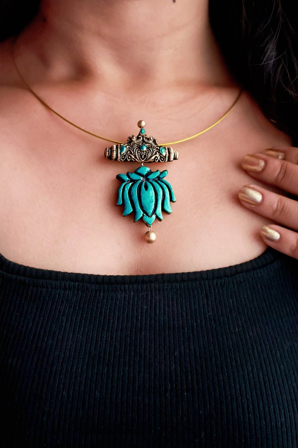 Rupali — Turquoise Lotus Floral Stud Earrings Handmade Jewellery