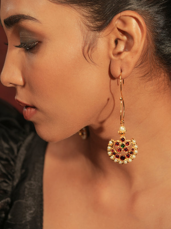 Gold Tone Temple Earrings- s hook chandra