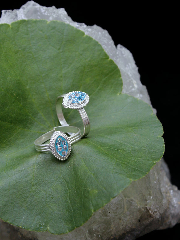 Oxidised Silver Plated Eye Design Adjustable Sky Blue Color Toe ring