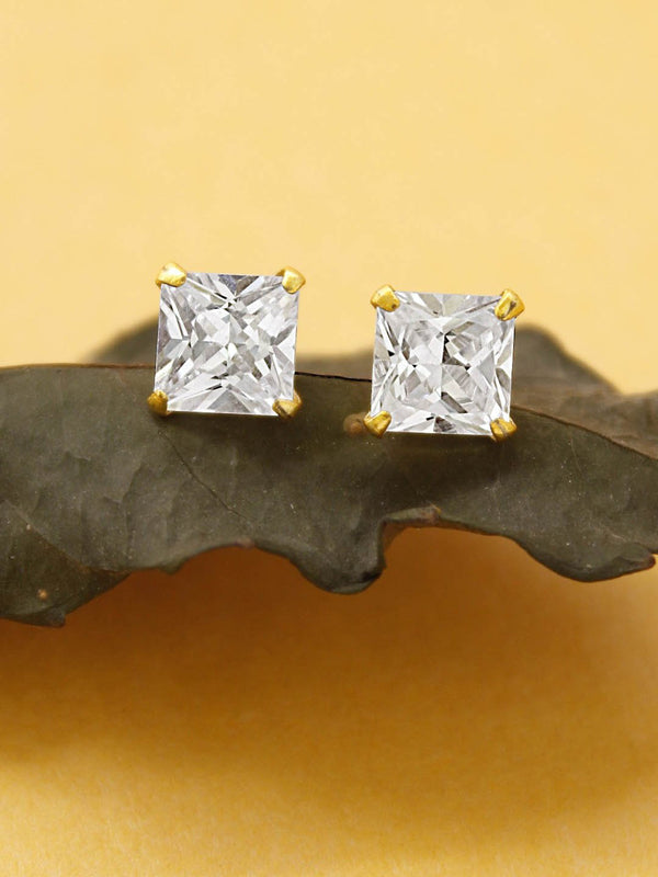 Avismaya Gold Tone With American Diamond Stone Stud Earring