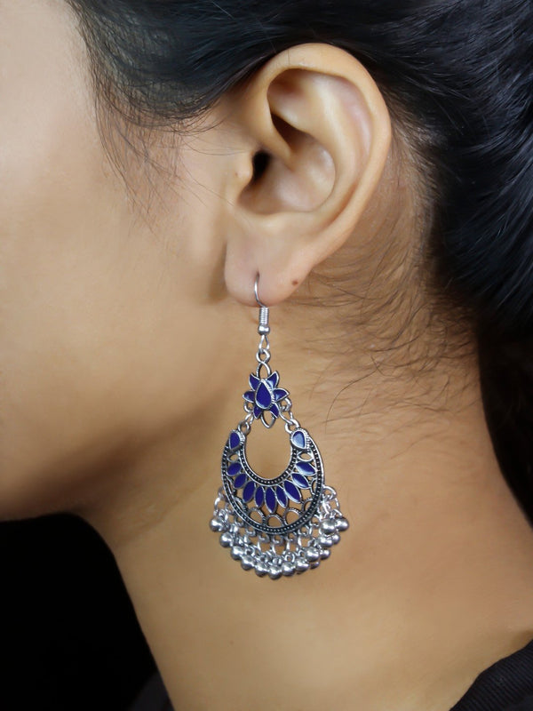 Floral Design Blue Dangler Afghani Earring