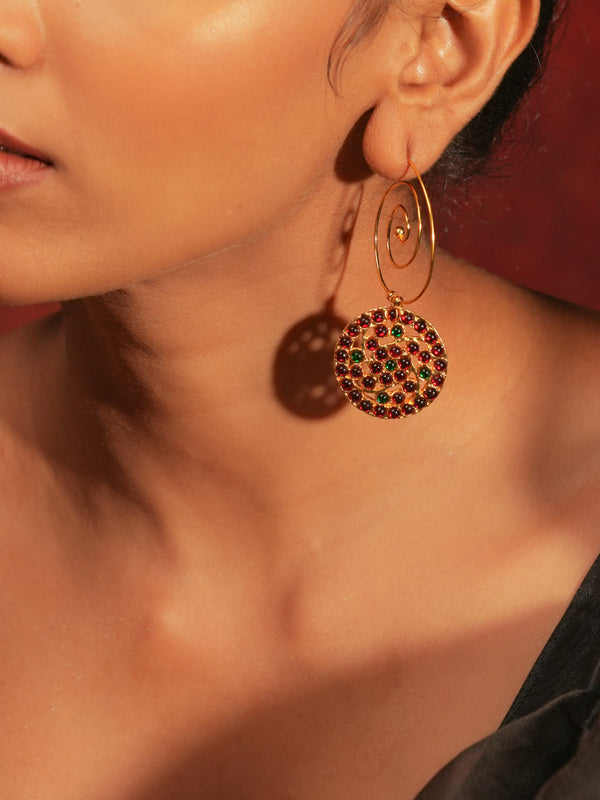 Gold Tone Temple Earrings- Spiral hook Jada Billa