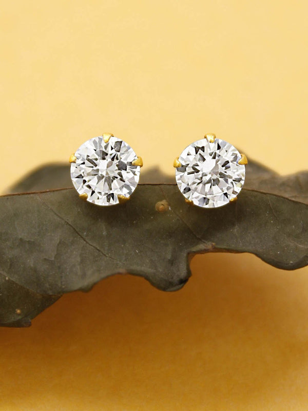 Avismaya Gold Tone With American Diamond Stone Stud Earring