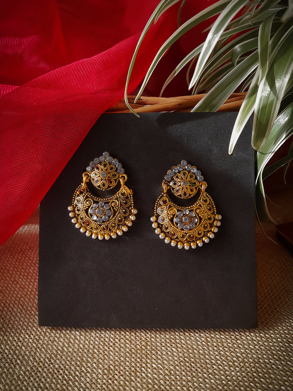 Avismaya Gold Tone Ramleela Design Dangler Earring